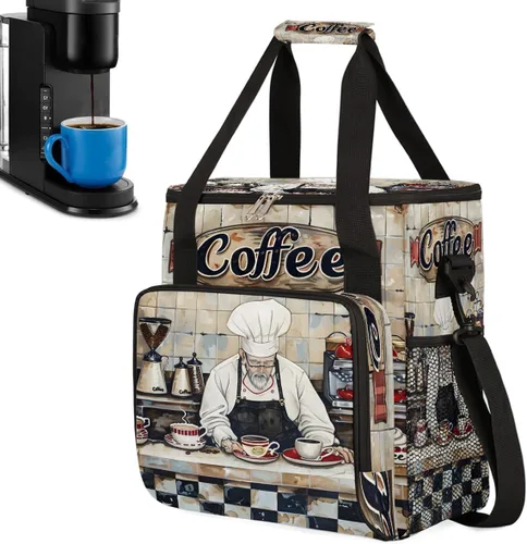 Vista 33 de Bolsa para cafetera compatible con K-Mini o K-Mini Plus Coffee Cup Pattern1 Coffees Machine Travel Storage Tote Bag Compatible Portable Single