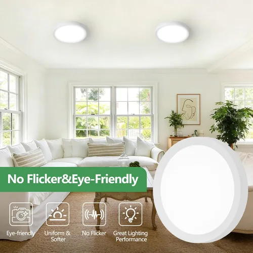 Vista 4 de Lámpara de techo empotrada LED blanca de 7 pulgadas, 2 unidades, 12 W, 1080 Blanco