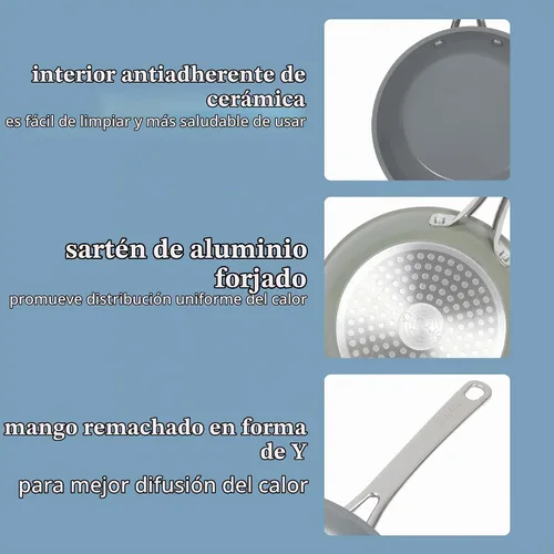 Vista 5 de Sur La Table Kitchen Essentials - Sartén de 8 pulgadas, sin PFA, de cerámica, de titanio, antiadherente, de aluminio forjado, color verde