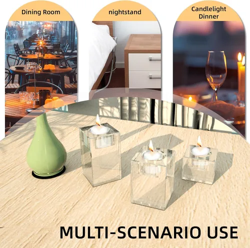 Vista 3 de Juego de 3 candelabros orgánicos transparentes – Centros de mesa de velas modernos para mesa de comedor, sala de estar y decoración de chimenea