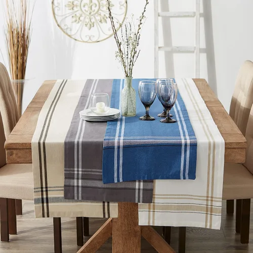 Vista 6 de DII Colección de Mesa de Comedor con Rayas Francesas Estilo Granja Camino de Mesa, 14x108 Pulgadas, Gris Pardo/Negro