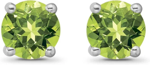 Vista 2 de Pendientes solitario de plata de ley con peridoto, Metal Piedra, Peridoto