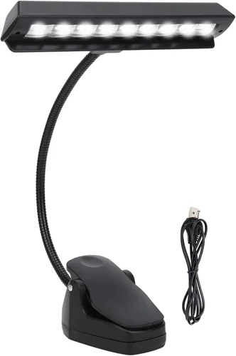Vista 6 de Keenso Luces de soporte de música, lámpara de soporte de música recargable, luces LED de libro con clip en cuello ajustable recargable USB lámpara