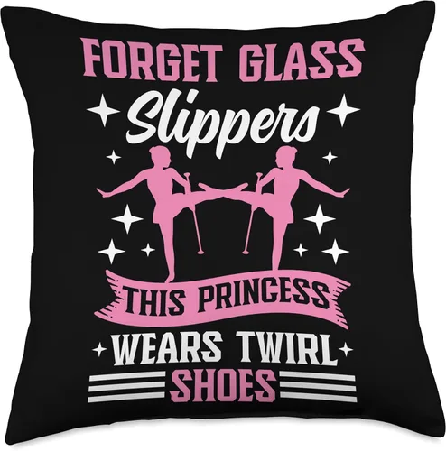 Vista 5 de Baton Twirler Majorettes Baton Twirling Girl Gifts Twirler Majorettes Wears Shoes Baton - Almohada giratoria, 16 x 16 pulgadas, multicolor