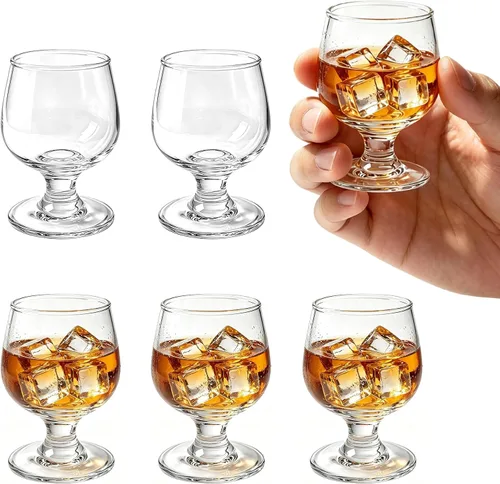 Vista 9 de Valeways Juego de 6 mini vasos de chupito de 1.75 onzas, transparentes, súper lindos, perfectos para degustar brandy - Snifters de vidrio