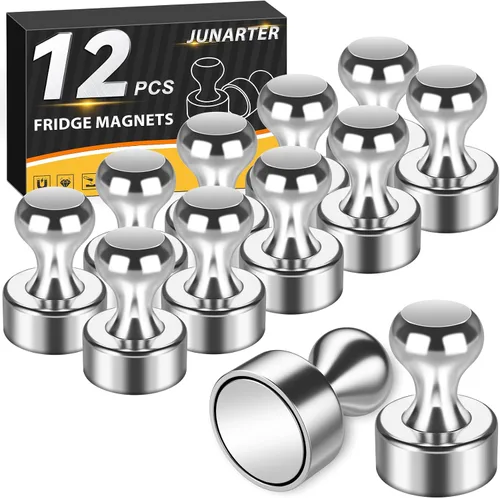Vista 17 de Paquete de 20 Chinchetas Magnéticas, Imanes Negros Fuertes para Refrigerador, Imanes para Pizarra Blanca, Imanes para Refrigerador Fuertes, Imanes