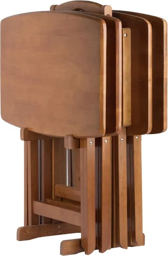Vista 8 de Winsome Dylan Juego de Mesa de Aperitivos con Soporte, para Sala de Estar, 26", Espresso, Juego de 4 Mesas