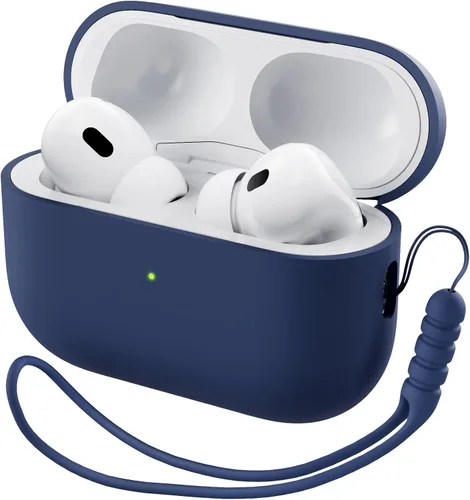 Vista 21 de ORNARTO Funda compatible con AirPods Pro 2 2022, silicona híbrida protectora completa para AirPods Pro de 2ª generación, cubierta frontal LED