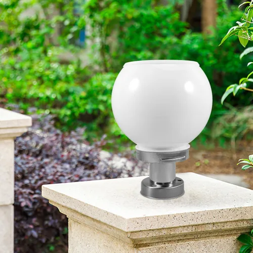 Vista 3 de Uonlytech Luz negra para poste al aire libre, luces de pilar alimentadas por energía solar con base de montaje en muelle, lámpara de césped