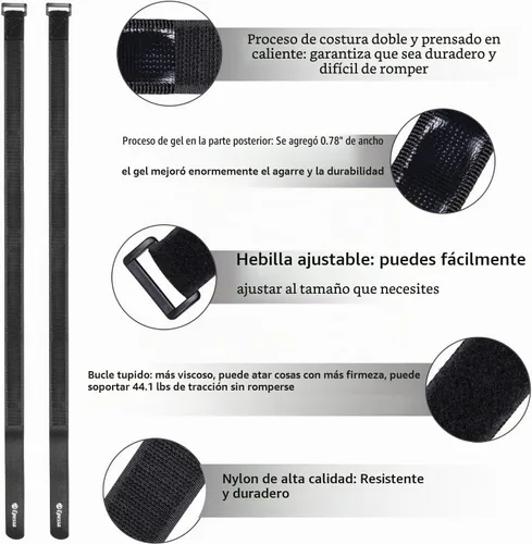 Vista 2 de Correa para portabicicletas, correas estabilizadoras de ruedas de bicicleta 2XNegro-26 in
