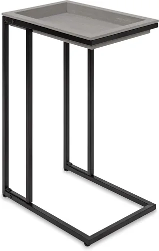 Vista 9 de Kate and Laurel Lockridge - Sofá industrial moderno de madera y metal, mesa auxiliar plegable, color marrón rústico claro y negro Natural