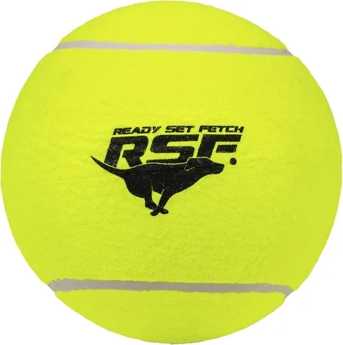 Vista 8 de Franklin Pet Supply Co. - Pelota de tenis para perros de gran tamaño, 8.5 pulgadas, bomba incluida Floats In Water, High-Visibility Neon