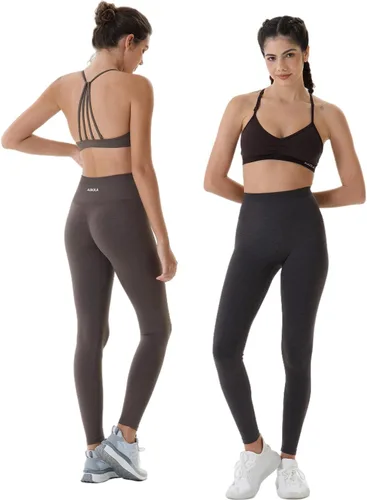 Vista 4 de AUROLA - Leggings de entrenamiento para mujer, diseño sin costuras, con control de abdomen, para gimnasio, acondicionamiento físico, pantalones