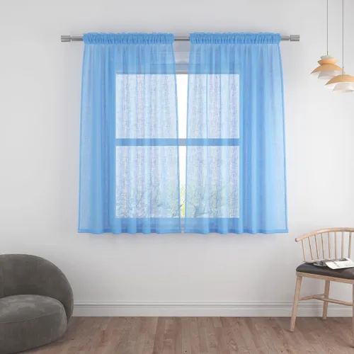 Vista 40 de UPOPO Paneles de Cortina Beige Pequeños Cortinas Transparentes de Gasa de 16 Pulgadas de Largo Cortinas de Cocina de Voile con Textura de Lino