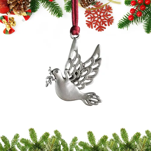 Vista 9 de Adornos navideños, 2024 Adorno de árbol de Navidad de peltre sólido hecho a mano de metal para colgar, artesanía DIY, coleccionables para árboles