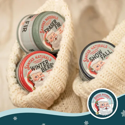 Vista 7 de Santa's Naturals Paquete de Velas Mini de Navidad, Abeto Fraser, Aromas de Bayas de Invierno y Caída de Nieve, Cera de Soja y Cera de Abeja, 14