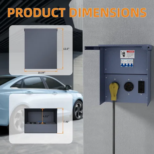 Vista 2 de Panel de salida de alimentación temporal resistente a la intemperie, panel eléctrico de RV precableado más grueso con toma de corriente de 20, 30