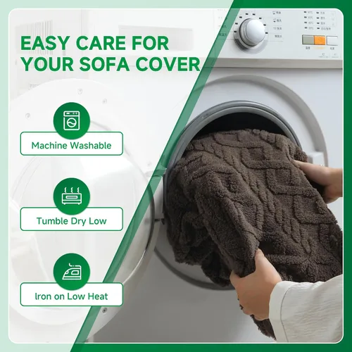 Vista 4 de OHSIO Fundas para cojines de sofá, funda de sofá de felpa súper suave y más gruesa, funda elástica para sofá seccional, funda de sofá para mascotas