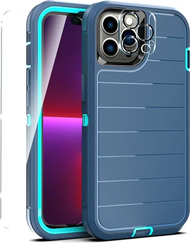 Vista 38 de YmhxcY Funda para iPhone 12/iPhone 12 Pro [2 Protectores de Pantalla de Vidrio Templado] Cubierta Duradera de 3 Capas A Prueba de Caídas/Funda
