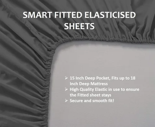 Vista 4 de Trend Bedding Mart TBM - Juego de 4 sábanas con fundas de almohada, 100% algodón egipcio, 1000 hilos, calidad de hotel para colchones de hasta 18