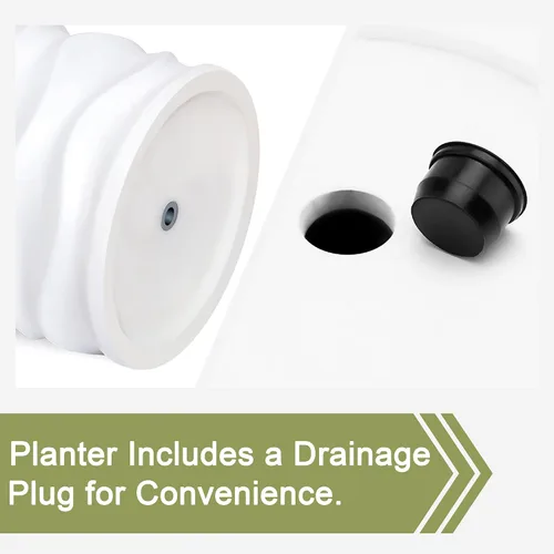 Vista 3 de LuxenHome Macetas Altas para Plantas de Exterior, Juego de 2 Macetas para Interiores y Exteriores con Orificio de Drenaje y Tapón de Goma, Macetas