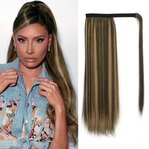 Vista 43 de BARSDAR Extensión de Cola de Caballo Corta y Recta - Extensiones de Cabello de Cola de Caballo con Cordón de 14 Pulgadas en Negro para Mujeres