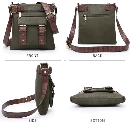 Vista 4 de Dasein Bolsos cruzados ligeros para mujer, de cuero vegano suave, bolso de mensajero, bolso de hombro, bolso de viaje