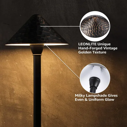 Vista 5 de LEONLITE Luz LED de camino de paisaje de bajo voltaje, 3 W 12-24 V CA/CC, iluminación de camino con cable, luz exterior para césped de patio, ETL