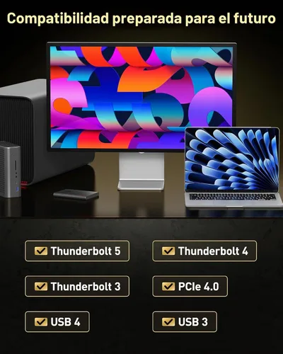 Vista 7 de Maxonar Cable Thunderbolt 5 de 1 pie de 80 Gbps, aumento de ancho de banda de hasta 120 Gbps, potencia de 240 W, pantalla dual de 8 K, compatible