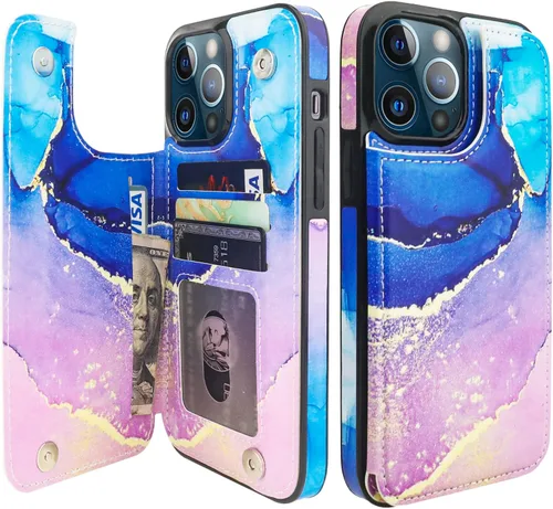 Vista 29 de HAOPINSH Funda tipo cartera con tarjetero para iPhone 14/13, diseño de Girasoles Bandera Americana