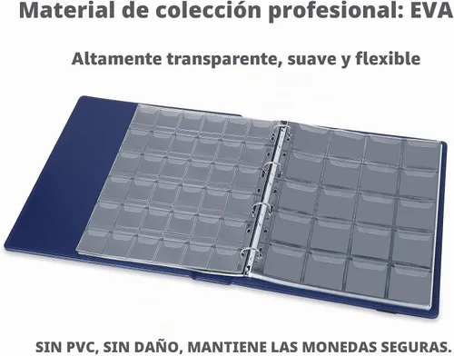 Vista 3 de MUDOR - Fundas para monedas sin PVC para carpeta, 30 páginas con bolsillos