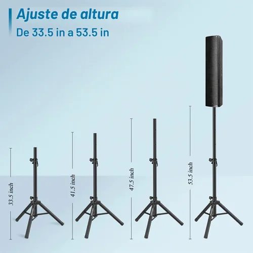 Vista 4 de Vondynote Par de soportes para altavoces de trípode de altura ajustable de 33.5 a 53.5 pulgadas, soporte delgado para mini altavoz, PA DJ, trípode