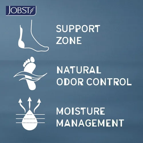 Vista 5 de JOBST Calcetines deportivos de compresión hasta la rodilla, 20-30 mmHg, negro/negro frío, talla S