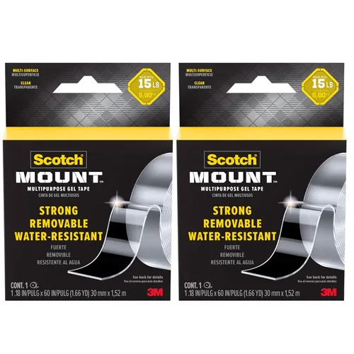 Vista 11 de Scotch-Mount Cinta de Gel Multiusos, Cinta de Doble Cara para Aplicaciones de Trabajo Pesado, Cinta de Montaje Extraíble, Cinta Nano, Cinta