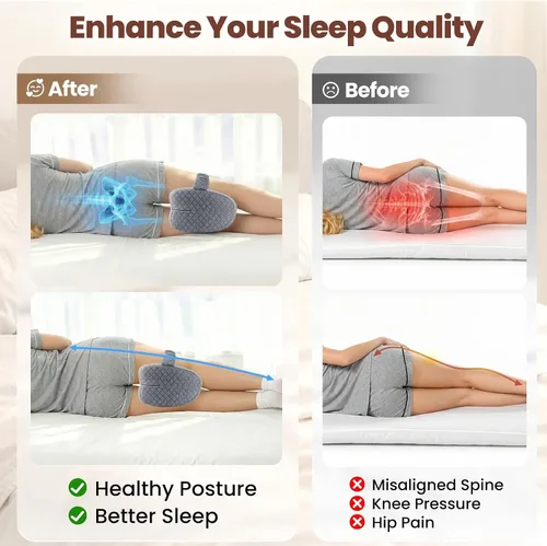 Vista 5 de Almohada de rodilla para dormir de lado, almohada de espuma viscoelástica de apoyo para las piernas para dormir de lado con correa elástica
