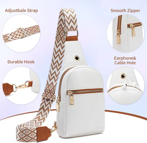 Vista 5 de Hvjcez Small sling bag for women crossbody purse Waterproof Leather Fanny Packs for Women Chest Bag with Adjustable Strap