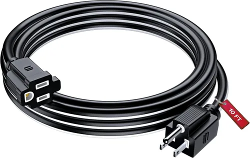 Vista 20 de Maximm Cable de extensión negro y azul de 10 pies, SJTW de 16 AWG