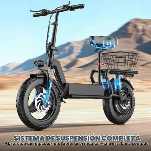 Vista 5 de Electric Scooter with Seat- 1000W Peak Motor, 25 MPH Top Speed, 25-40 Miles Range, 14" Pneumatic Tires,Foldable E-Scooter with for Adults & Teens