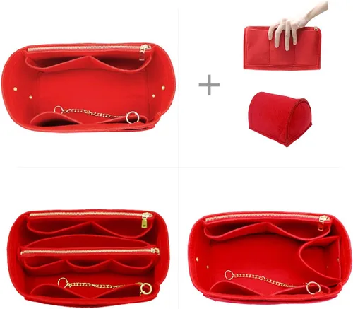 Vista 3 de Bolsa organizadora de fieltro 3 en 1 con soporte para botellas, A-ROJO, M
