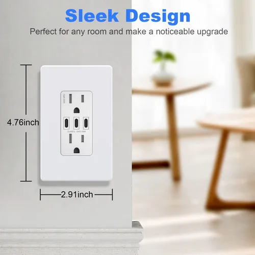 Vista 2 de Cubierta de Tomacorriente, Placa de Pared Decorativa sin Tornillos, Cubierta de Enchufe de Interruptor de Luz, Tamaño Estándar de 1-Gang, Blanco