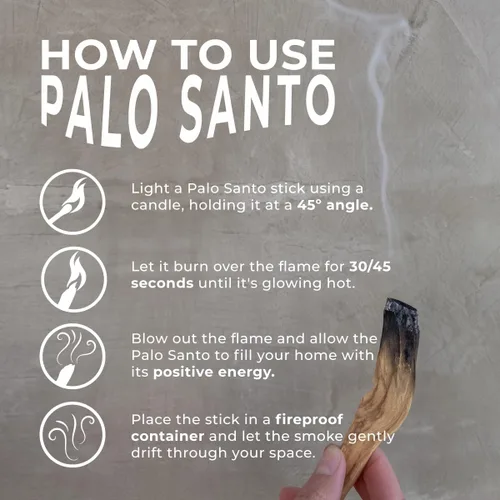 Vista 3 de Barra de incienso Almacura Palo Santo Premium (20), incienso para sahumado de alta resina, madera pura de palo santo certificada de Perú. Cosecha