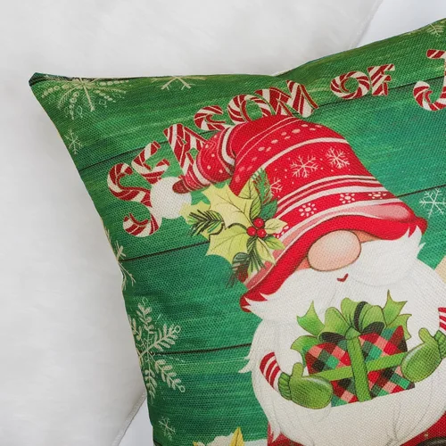 Vista 4 de Bonhause Juego de 4 fundas de almohada de gnomos de Navidad de 18 x 18 pulgadas, diseño de árbol de Navidad, camión rojo, para sofá, hogar