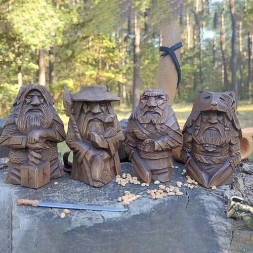 Vista 7 de Estatuas de dioses nórdicos – Estatua de Odin Thor Tyr Ulfhednar, figuras de mitología vikinga nórdica, adornos paganos nórdicos para decoración