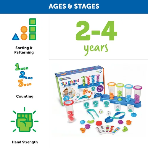 Vista 5 de Learning Resources Silly Science - Juego de clasificación de motricidad fina – 55 piezas, juguete educativo a partir de 3 años, habilidades motoras