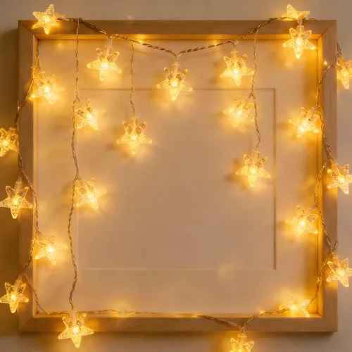 Vista 7 de Cadena de luces con estrellas, 30 LED de cristal, funciona con pilas, 10 pies, decoración para dormitorio