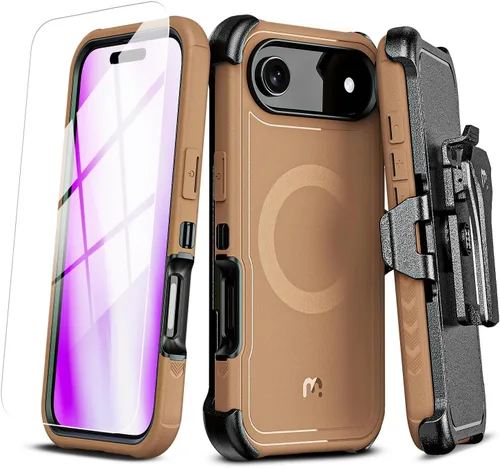 Vista 12 de M MYBAT PRO Funda para iPhone Air con funda de clip para cinturón, [compatible con Magsafe] con protector de pantalla, anticaídas, a prueba de Verde