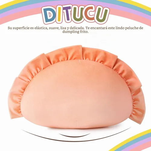 Vista 5 de Ditucu Pierogi - Linda almohada Pierogi de felpa divertida con comida frita, albóndigas fritas, panqueques, peluches de animales de peluche Rosa