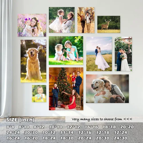 Vista 7 de YYYYHPP Impresiones en lienzo con tus fotos, arte de pared personalizado de foto a lienzo, impresión en lienzo para boda, familia, bebé, mascotas
