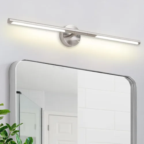 Vista 21 de Lámparas doradas para baño sobre espejo de 24 pulgadas, 18W 360° Giratorias Regulables 4000K Lámpara de Tocador LED de Latón, Luces de Tocador
