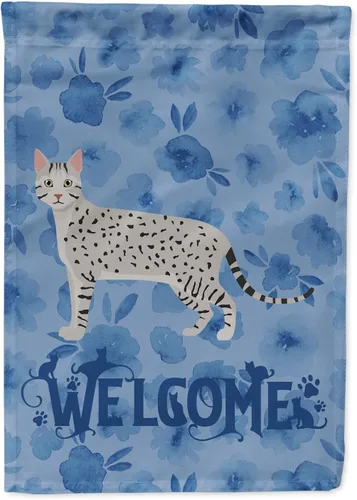 Vista 339 de Caroline's Treasures CK4813CHF - Bandera de bienvenida con gato abisinio azul, manga grande, para porche, para colgar en la pared, poliéster